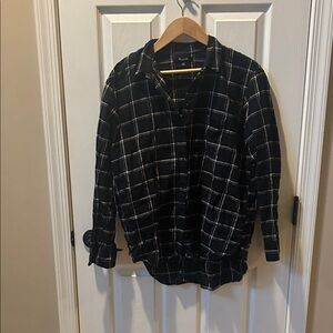 Madewell Navy and White Plaid Button Down Shirt